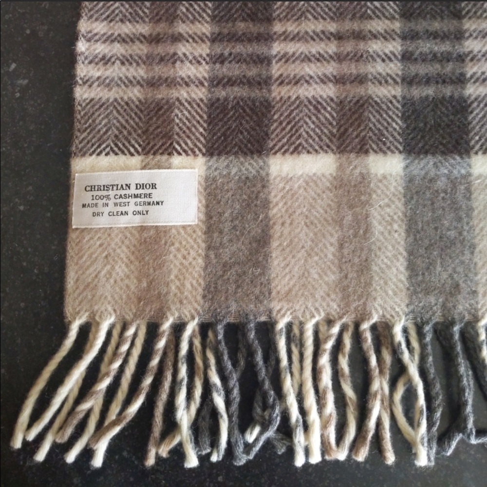 Christian Dior cashmere plaid scarf